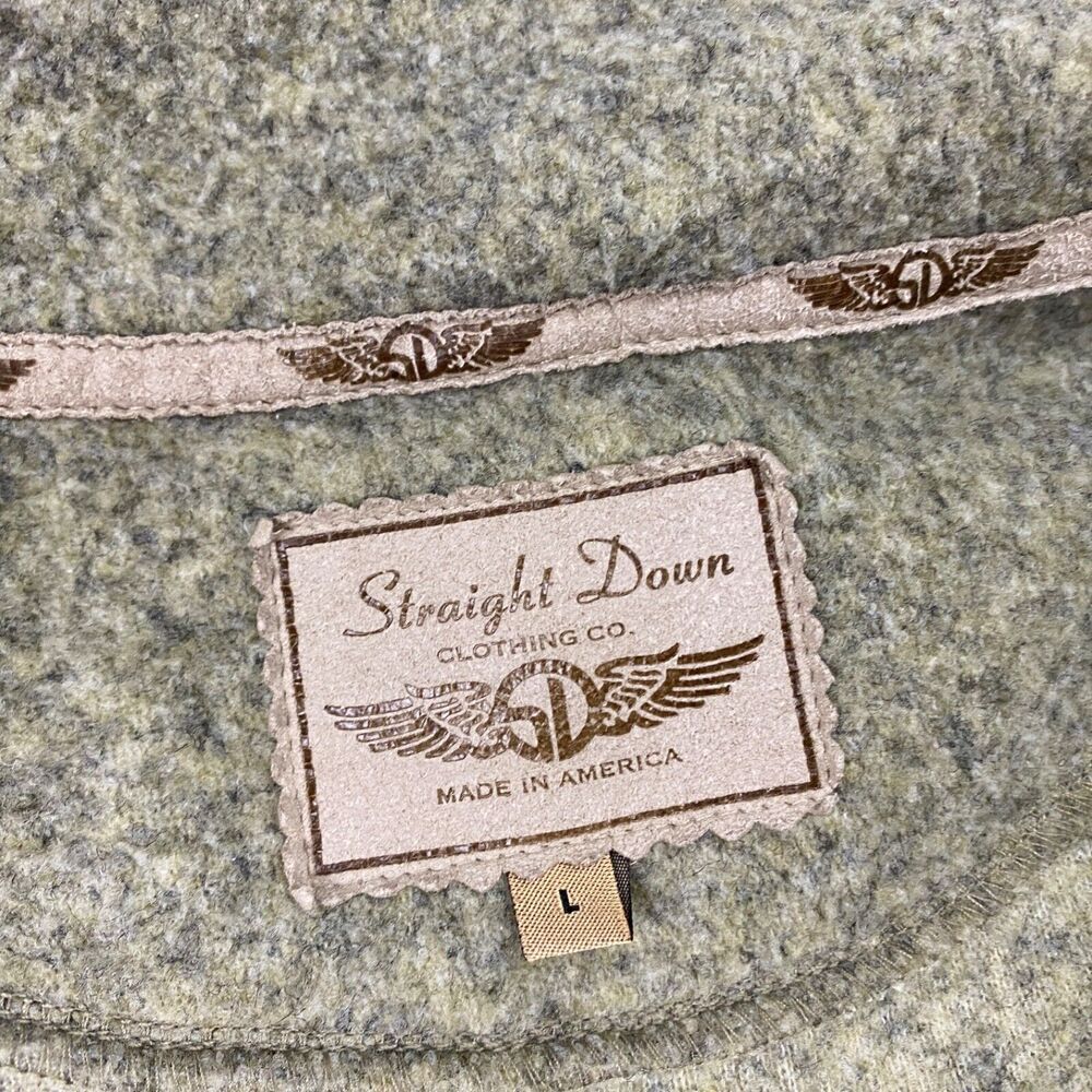 Straight Down Fleece Jacket Mens Large Green Full Zip Pockets Golf Lightweight - Picture 10 of 16